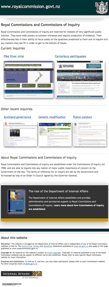 The homepage of the www.royalcommission.govt.nz website as displayed on a tablet device in portrait orientation.